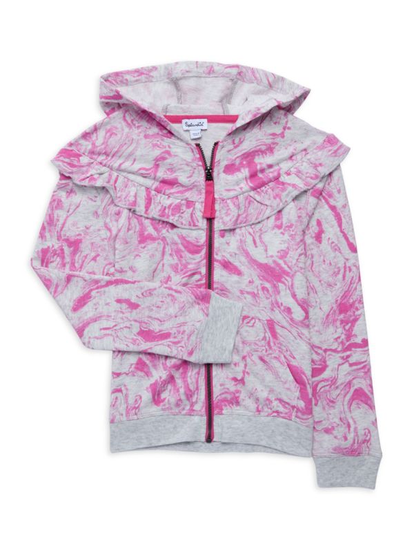 Splendid Little Girl's Marble Print Zip Front Hoodie